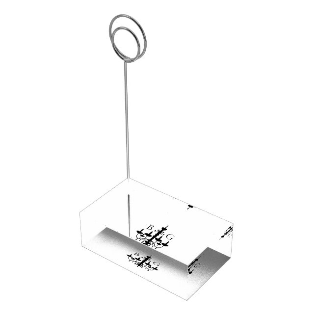 Elegant Black White Chandelier Monogram Wedding Place Card Holder (Corner)