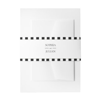 Elegant Black & White Checkerboard Border wedding Invitation Belly Band