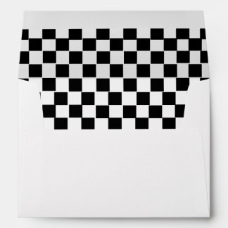 Elegant Black White Checkered Liner Wedding Envelope