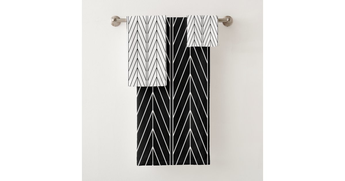 Classy Black and White Damask Bath Towel Set, Zazzle