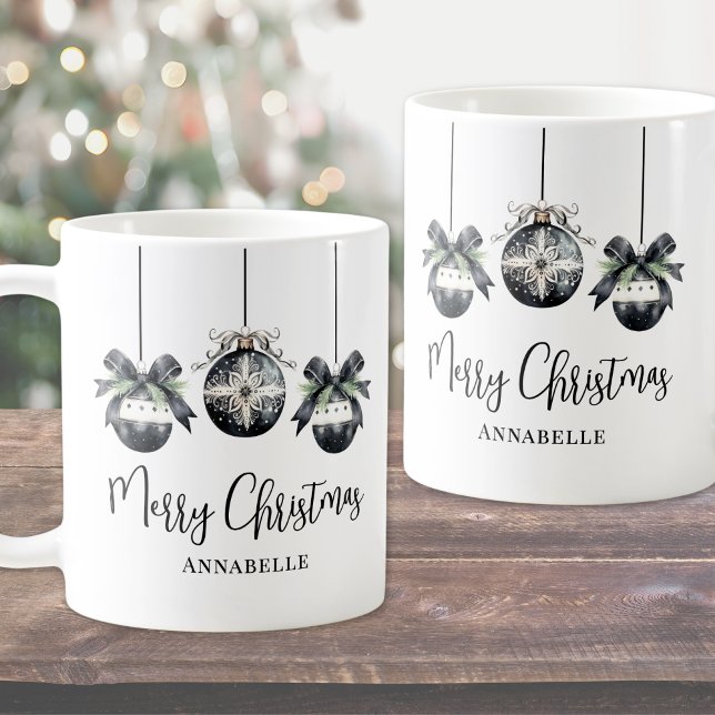 Elegant Black White Christmas Coffee Mug (Elegant Black White Christmas Coffee Mug)