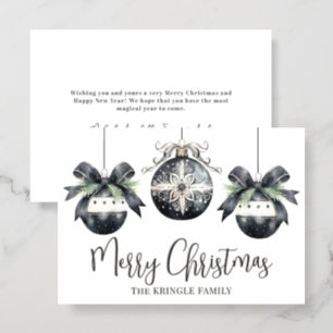 Elegant Black White Christmas Letterpress Photo Cards