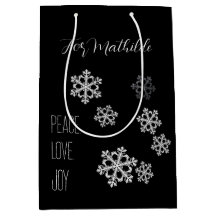 Elegant Black White Christmas Snowflake Script