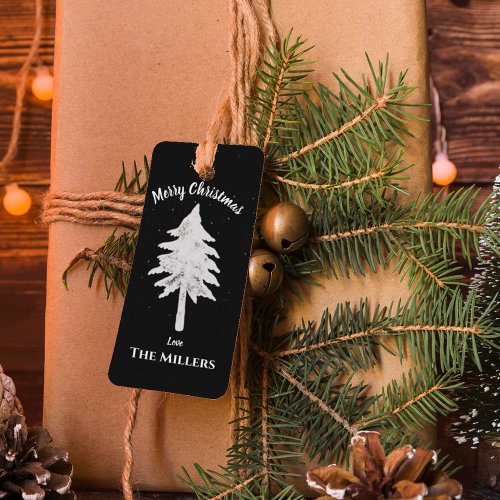 Elegant Black White Christmas Tree Merry Christmas Gift Tags