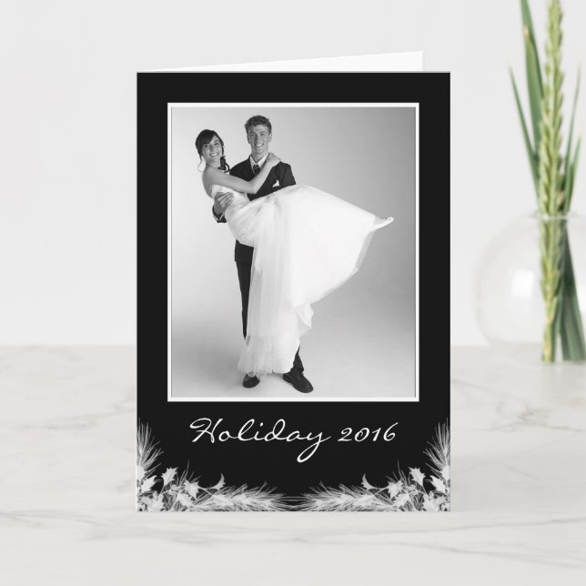 Elegant Black White Christmas Xmas Holiday Photo (Front)