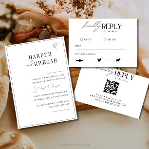 Elegant Black & White Classic Photo Wedding Invitation