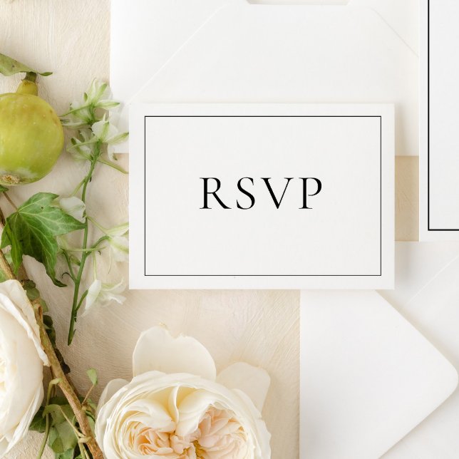 Elegant Black & White Classic Script RSVP (Easily personalize this elegant, formal wedding rsvp to go with the suite)