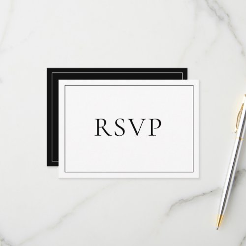 Elegant Black  White Classic Script RSVP