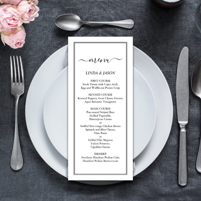 Elegant Black & White Classic Script Wedding Menu (Creator Uploaded)