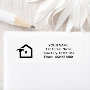 Elegant Black & White Construction Handyman Label