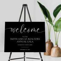 Elegant Black & White Corporate Event Welcome Sign