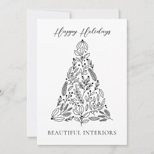 Elegant Black White Corporate Holiday Card 