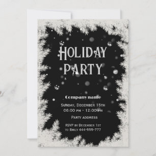 Elegant Black white corporate holiday party Invitation