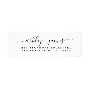 Elegant Black White Couple Return Address Label