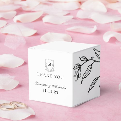 Elegant Black  White Crest Favor Boxes