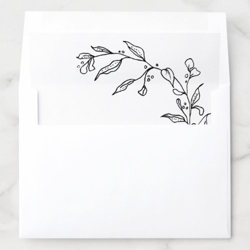 Elegant Black  White Crest Wedding Envelope Liner