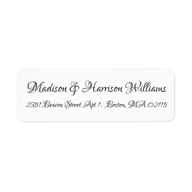 Elegant black white custom Calligraphy address Label (Front)