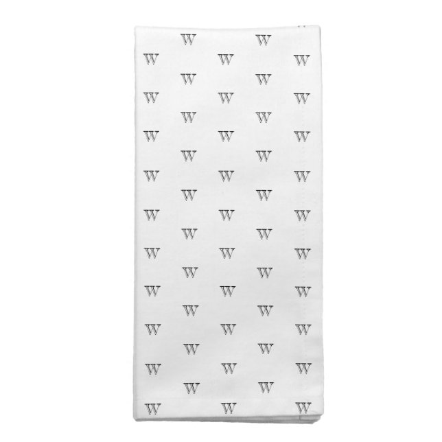 Elegant black white custom monogram pattern chic cloth napkin (Folded)