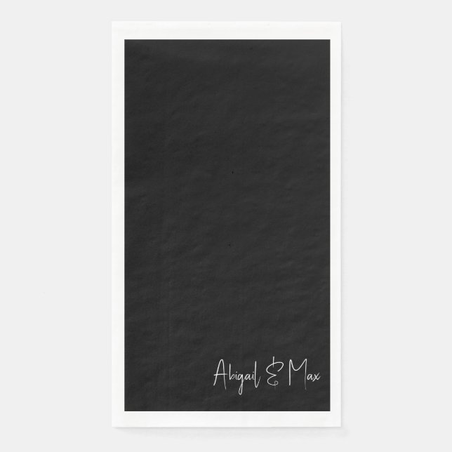 Elegant Black & White Custom Paper Guest Towels (Front)