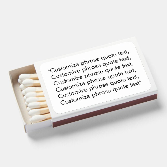 Elegant black white custom phrase quote text matchboxes (Front Open)