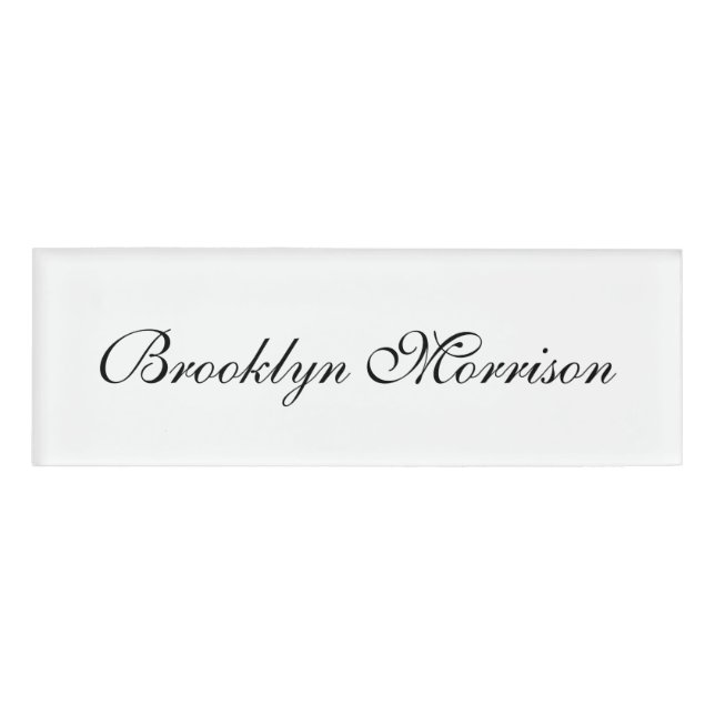 Elegant black white custom script name text  tag (Front)
