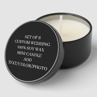 Elegant Black & White Custom Wedding Set of 6 Mini Candle Favors