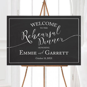 Elegant Black & White Custom Welcome Sign for Rehe