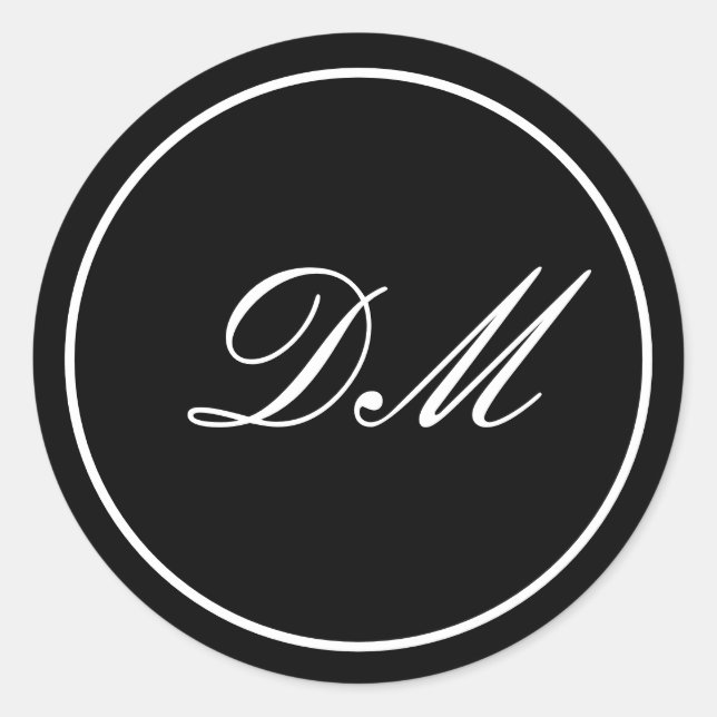 Elegant Black White Customize Monogram Stickers   (Front)