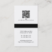 Elegant Black & White Damask Business Card (Back)