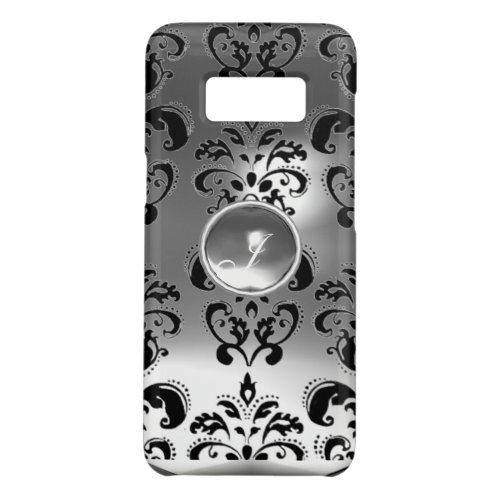 ELEGANT BLACK WHITE DAMASK GREY GEMSTONE MONOGRAM Case_Mate SAMSUNG GALAXY S8 CASE