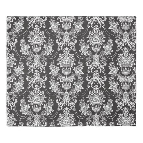 Elegant Black White Damask Metallic Duvet Cover