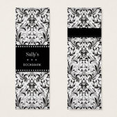 Elegant Black & White Damask Mini Bookmark (Front & Back)