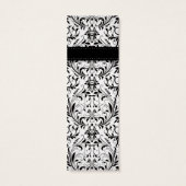 Elegant Black & White Damask Mini Bookmark (Back)