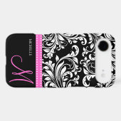 Elegant Black & White Damask Pattern with Monogram Case-Mate iPhone Case (Back (Horizontal))