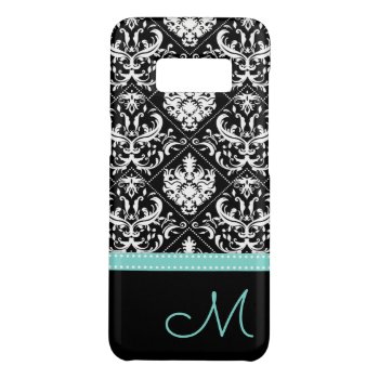 Elegant Black & White Damask Pattern With Monogram Case-mate Samsung Galaxy S8 Case by eatlovepray at Zazzle