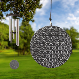 Elegant Black White Damask Pattern With Scrolls Wind Chime