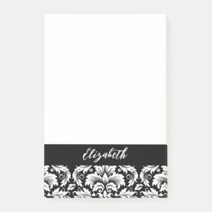 Elegant Black White Damask Post-it Notes