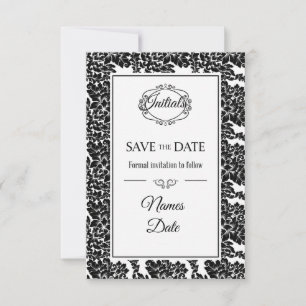 Elegant Black & White Damask Save the Date Invites