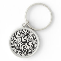 Elegant Black & White Damask Scrollwork Pattern