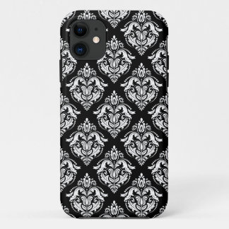 Elegant Black & White Damasks Geometric Pattern iPhone 11 Case