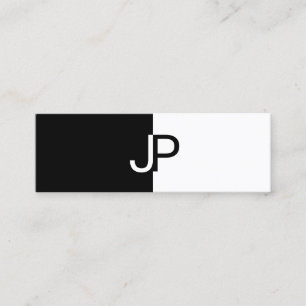 Elegant Black White Design Monogrammed Trendy Mini Business Card