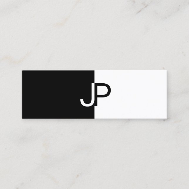 Elegant Black White Design Monogrammed Trendy Mini Business Card (Front)