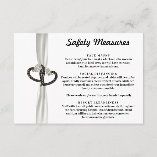 Elegant Black  White Diamond Safety Measures Enclosure Card