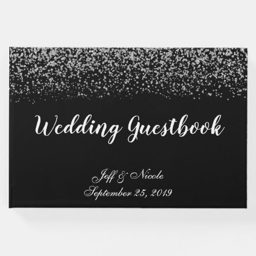 Elegant Black  White Diamond Wedding Guest Book