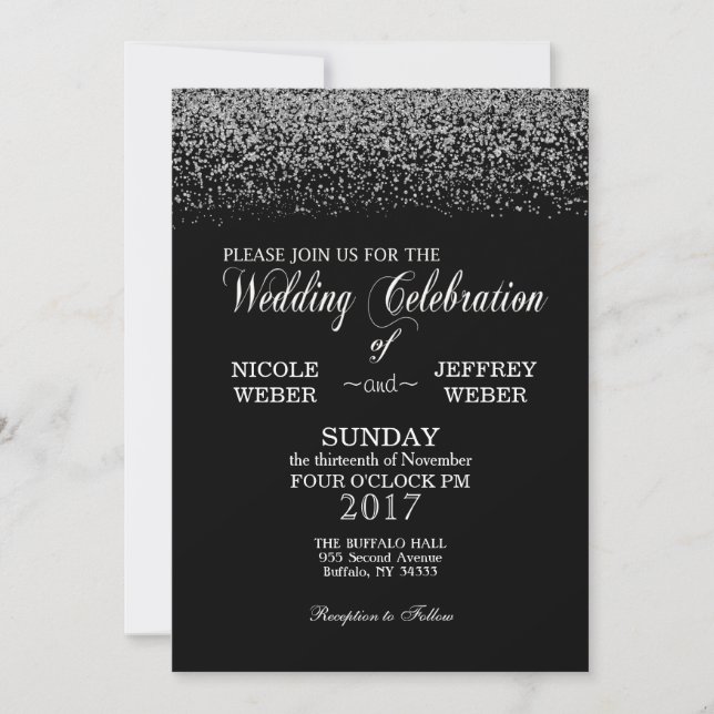 Elegant Black & White Diamond Wedding Invitation (Front)