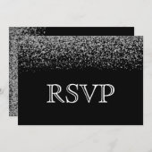Elegant Black & White Diamond Wedding RSVP Invitation (Front/Back)