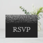 Elegant Black & White Diamond Wedding RSVP Invitation (Standing Front)