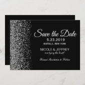 Elegant Black & White Diamond Wedding Save Date Save The Date (Front/Back)