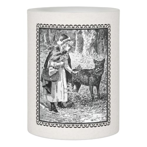 Elegant Black White Drawing Red Riding Hood Wolf Flameless Candle