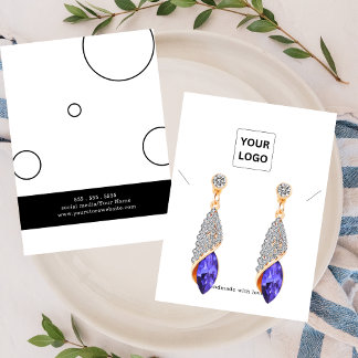 Elegant Black White Earing Necklace Display Card